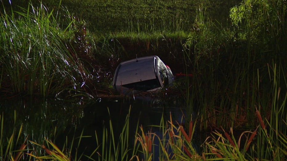 One person was injured after a car crashed into a pond early Thursday, according to the Temple Terrace Police Department.
