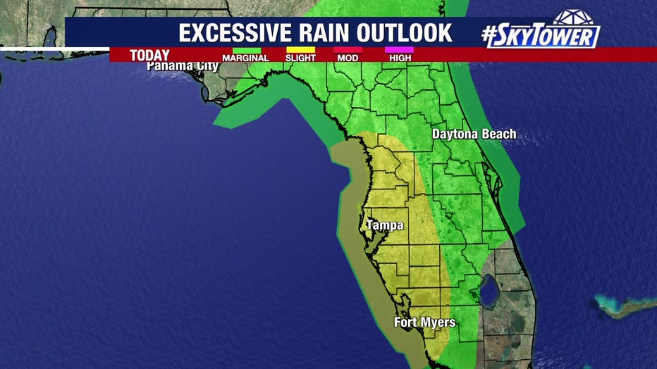 The Tampa Area faces a possibility of excessive rain on Wednesday, meteorologists say.