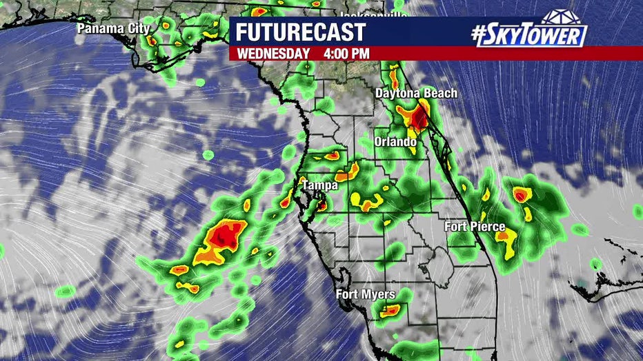 On-and-off heavy rain is expected on Wednesday, meteorologists say.