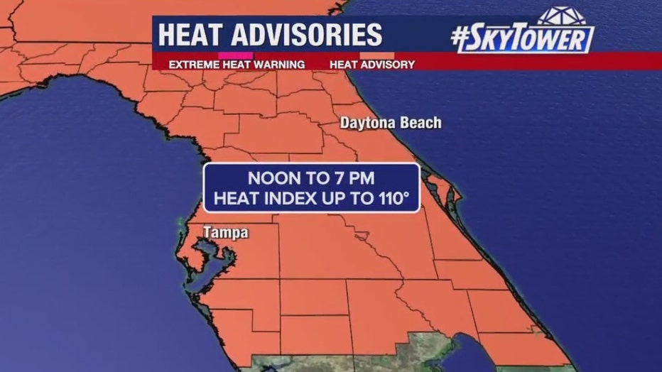 A heat advisory is in effect from noon until 7 p.m. Wednesday.