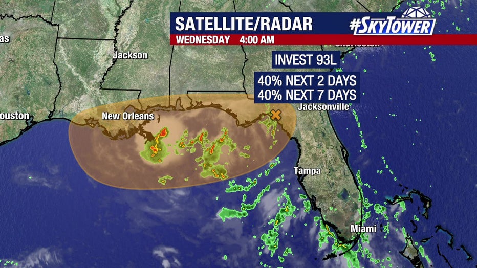 The National Hurricane Center is giving Invest 93L a 40% chance of development.