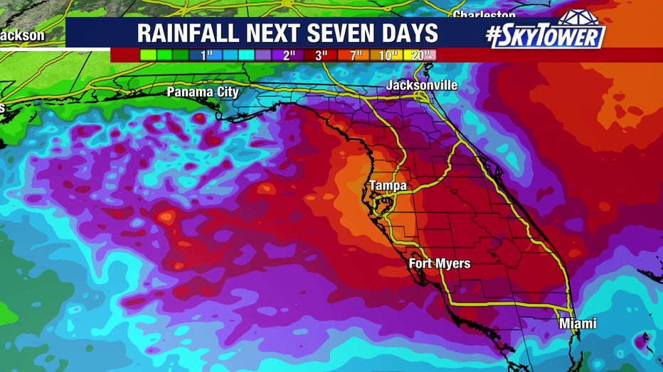 Several inches of rain could fall in the coming days, meteorologists say.