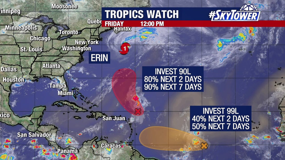 NHC watching 2 tropical waves in Atlantic as Hurricane Erin moves away from U.S.