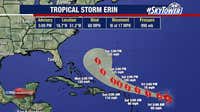 Tropical Storm Erin gaining strength over Atlantic, should stay east of Florida