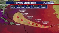 Tropical Storm Erin could be major hurricane by this weekend. Here's the latest track
