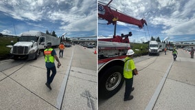 Semi-truck crashes on I-275 in Tampa, driver blames pickup truck's sudden lane change
