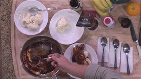 Chef Jeff's bananas foster split