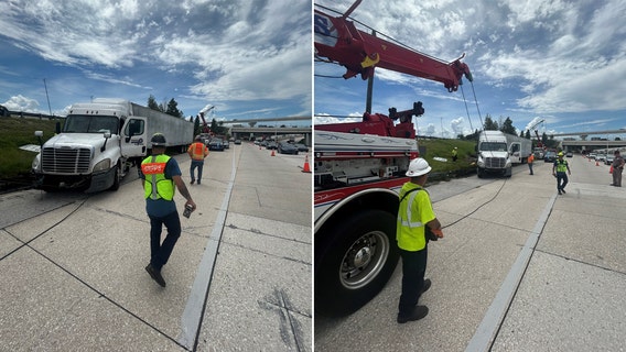 Semi-truck crashes on I-275 in Tampa, driver blames pickup truck's sudden lane change
