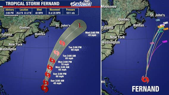 Tropical Storm Fernand forms in the Atlantic Ocean