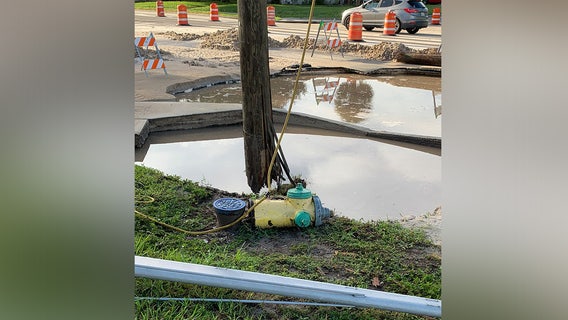 Hole forms on St. Pete road after car spins out, striking fire hydrant, power pole: police