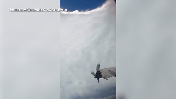 Hurricane Hunters pierce Erin's eye wall in dramatic video