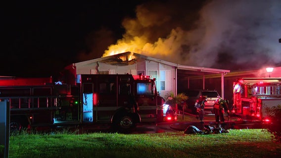 Crews battle fire at St. Pete mobile home, 2 displaced