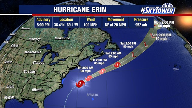 Hurricane Erin brings high surf, flooding along Atlantic coast, NHC monitoring 3 tropical waves