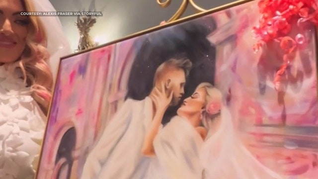 Florida artist surprises best friend with wedding portrait made out of makeup