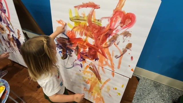 Toddlers encouraged to be messy at Glazer Children's Museum's sensory room