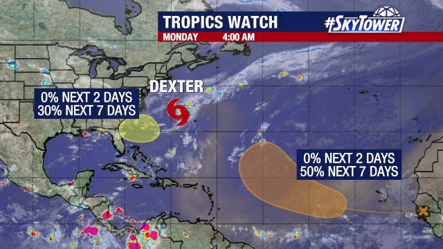 Tropical Storm Dexter forms, NHC monitoring 2 other areas in Atlantic for possible development