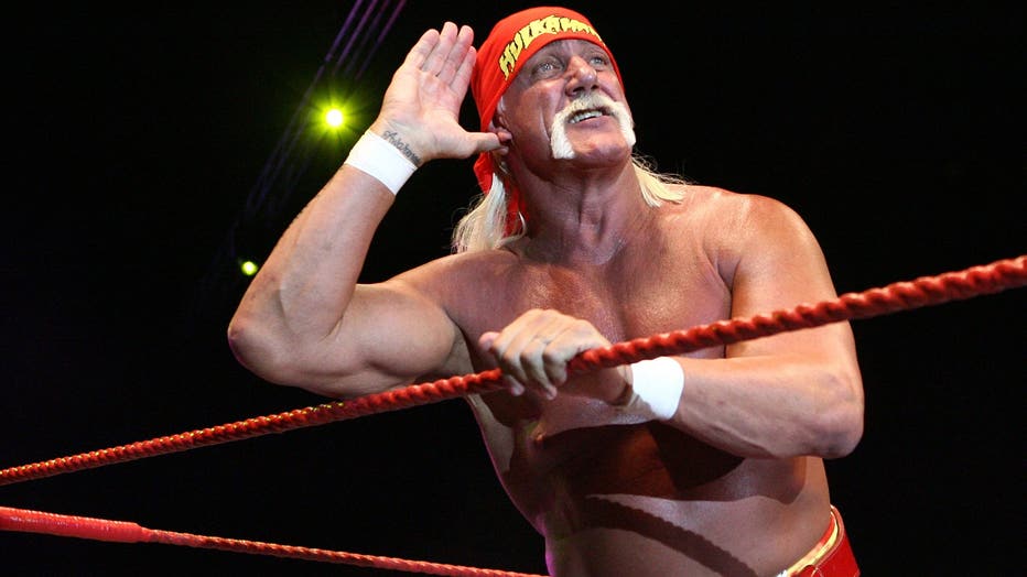 PERTH, AUSTRALIA - NOVEMBER 24: Hulk Hogan gestures to the audience during his Hulkamania Tour at the Burswood Dome on November 24, 2009 in Perth, Australia. (Photo by Paul Kane/Getty Images)