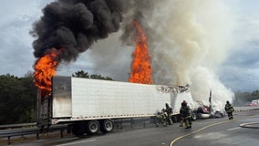 Semi-truck catches fire on I-75 in Hernando County; injuries reported