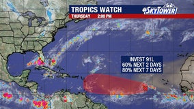 Invest 91L expected to develop soon as it moves over warmer water: NHC