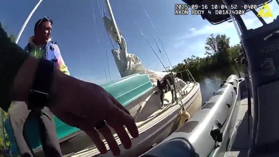 Video: Hillsborough County deputies rescue 2 men, dog from sailboat