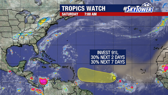 Invest 91L development odds drop to low
