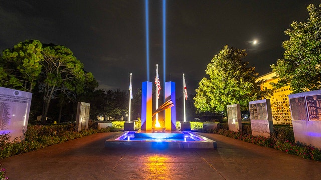 Remembering 9/11: Beams of light display from Curlew Hills Memory Gardens
