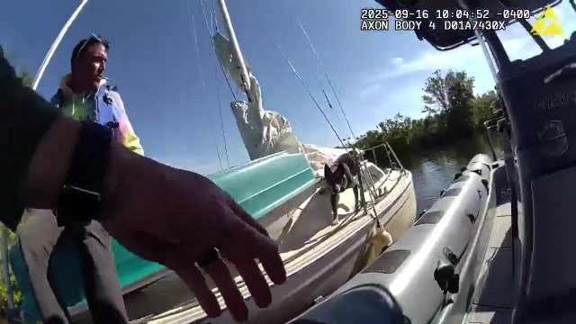 Video: Hillsborough County deputies rescue 2 men, dog from sailboat