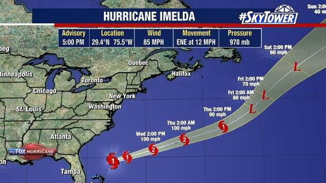 Imelda becomes a hurricane as it heads toward Bermuda while Hurricane Humberto sets sights on Europe