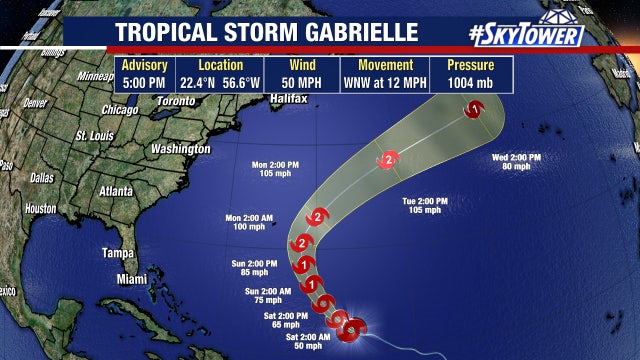 Tropical Storm Gabrielle expected to become hurricane this weekend: NHC