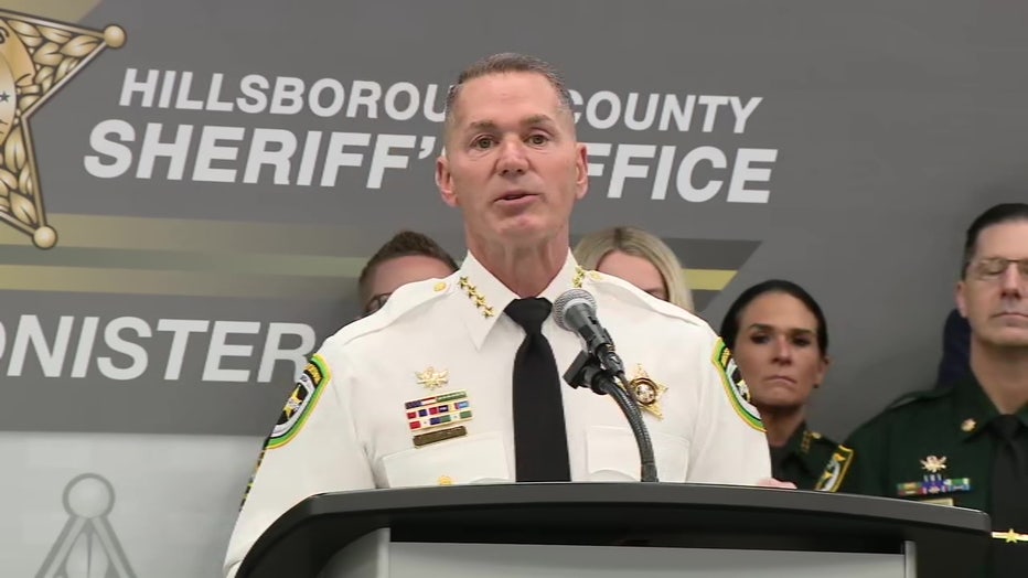 Pictured: Hillsborough County Sheriff Chad Chronister speaks at a news conference in Tampa on Sept. 4, 2025.