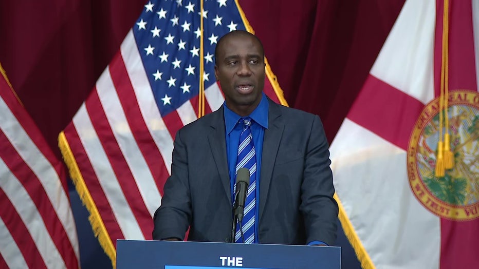 Pictured: Florida Surgeon General Dr. Joseph Ladapo speaks at a news conference in Valrico on Sept. 3, 2025.