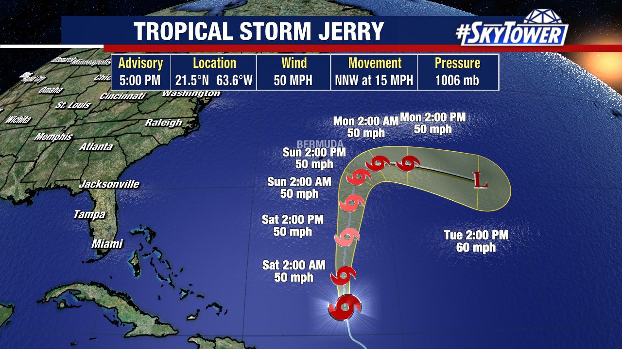 Jerry no longer expected to become hurricane as it soaks Leeward Islands