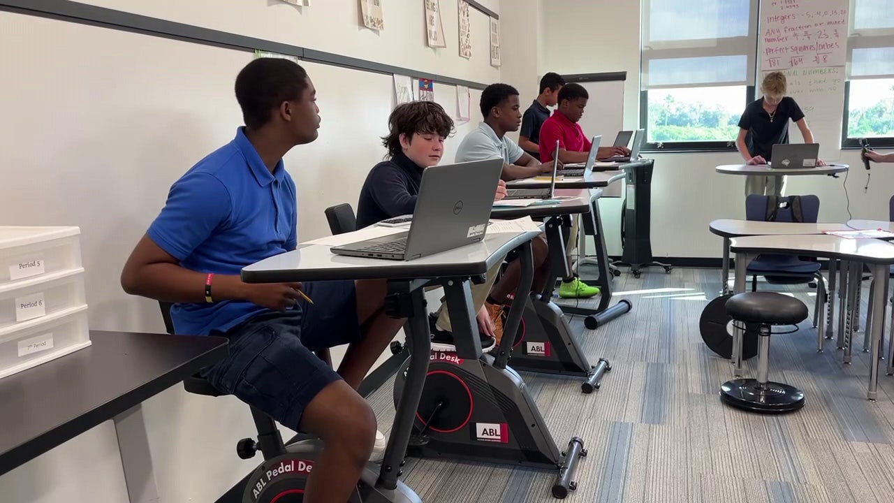 Middle school trades in traditional desks for movement-based