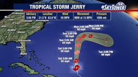Jerry no longer expected to become hurricane as it soaks Leeward Islands
