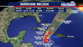 Hurricane Melissa rapidly intensifies near Jamaica
