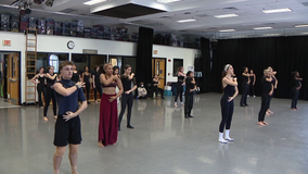 Hillsborough College dancers sharing their space with visiting Orange Grove Dance this week