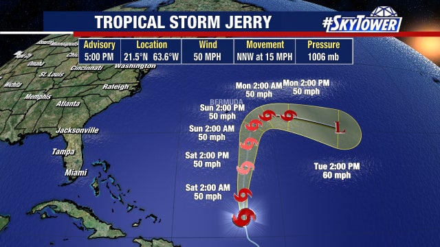 Jerry no longer expected to become hurricane as it soaks Leeward Islands