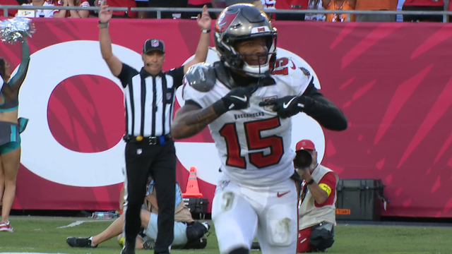Bucs rookie wide receiver Tez Johnson has a signature flipping touchdown celebration