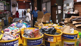 Families wait hours for emergency food distribution during government shutdown