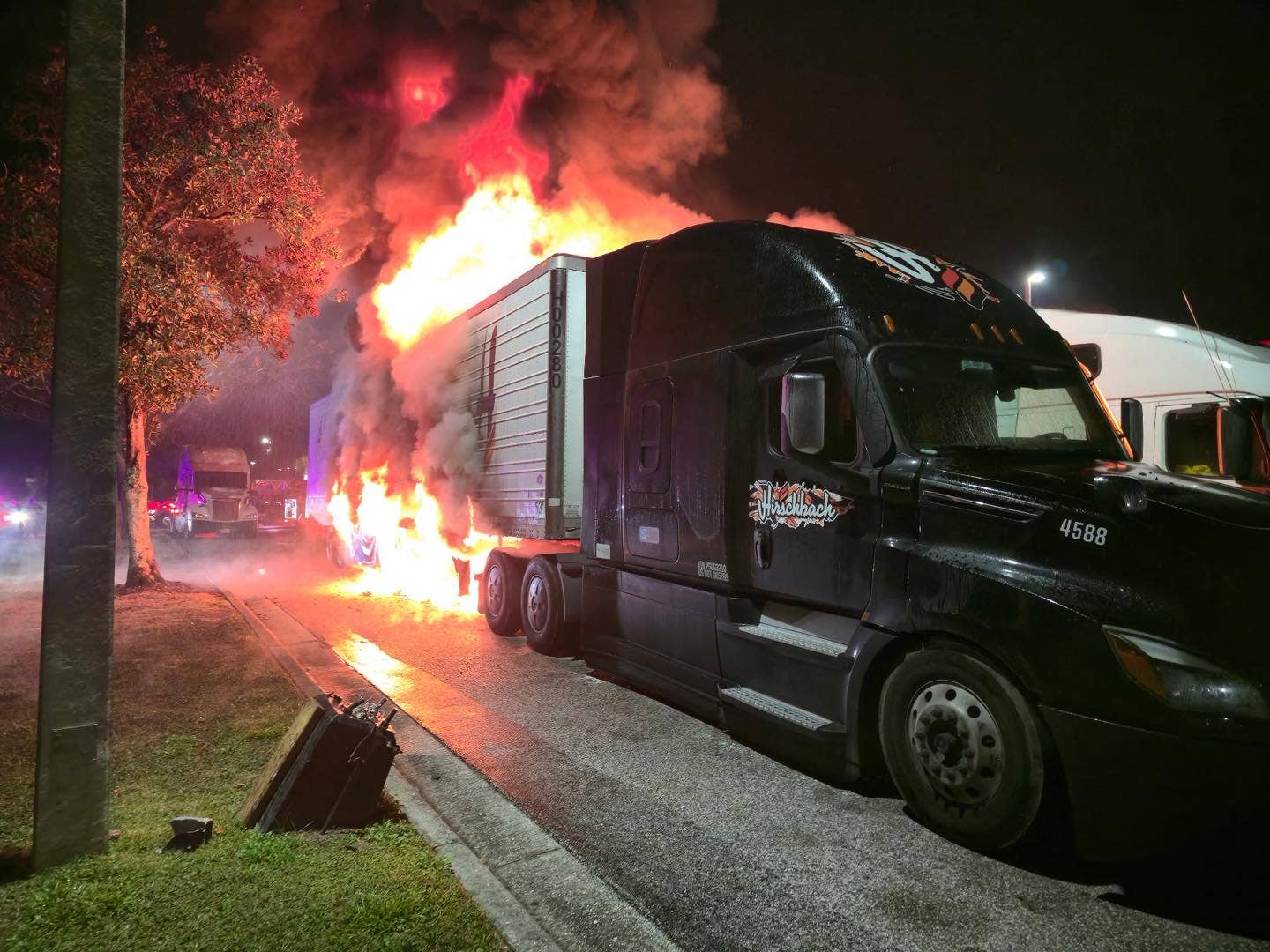 Fire destroys two semi-tractor trailers and damages third in Hernando County