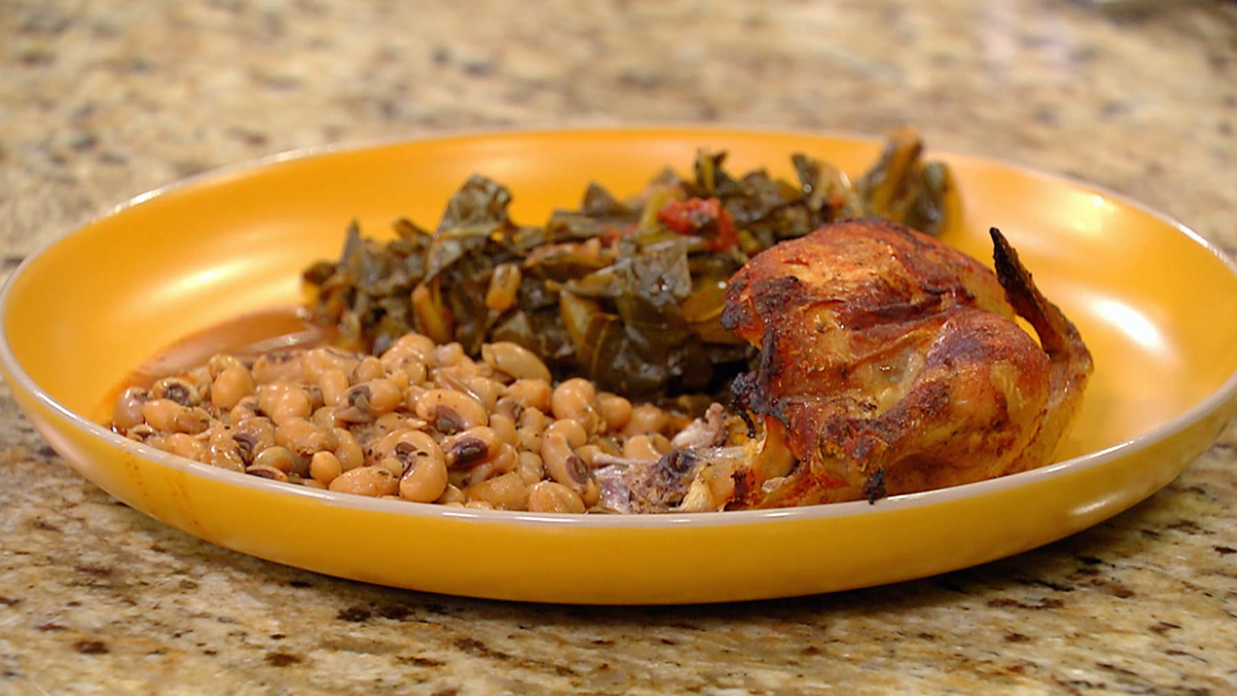 Dinner DeeAs recipes: Cornish Hen, Black Eyed-Peas, Collard Greens