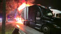 Fire destroys two semi-tractor trailers and damages third in Hernando County