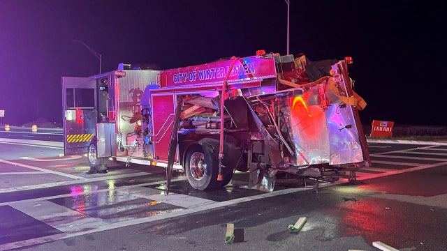Winter Haven firetruck hit by SUV, firefighters pull injured driver to safety: WHPD