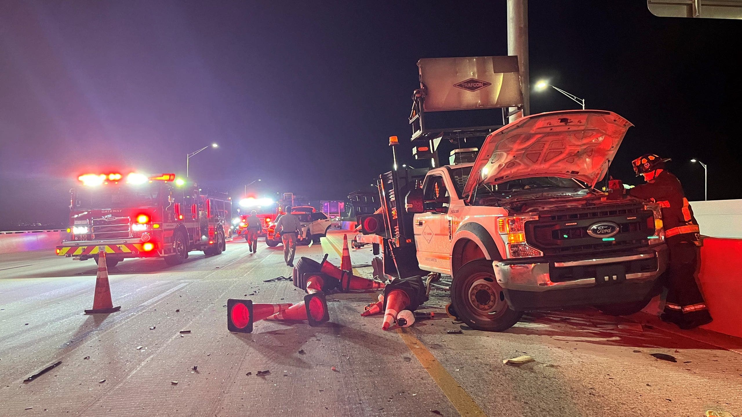 Driver killed, construction workers injured in crash on Howard Frankland Bridge: FHP