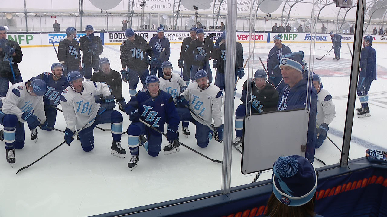 Tampa Bay Lightning practice inside Raymond James Stadium ahead of Stadium Series