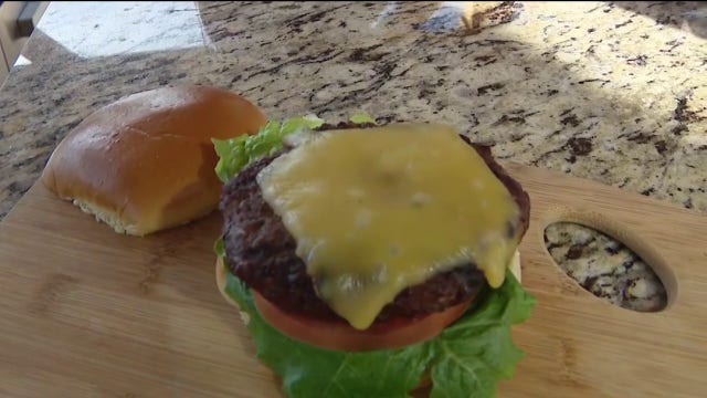 Grilled burgers topped with spicy jerk bacon jam