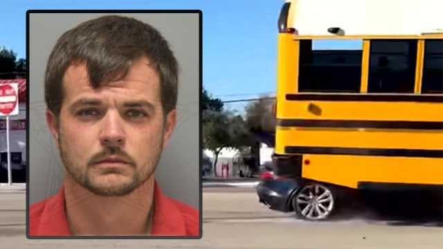Video: Florida man slams Jaguar into school bus, arrested for battery hours later: Deputies