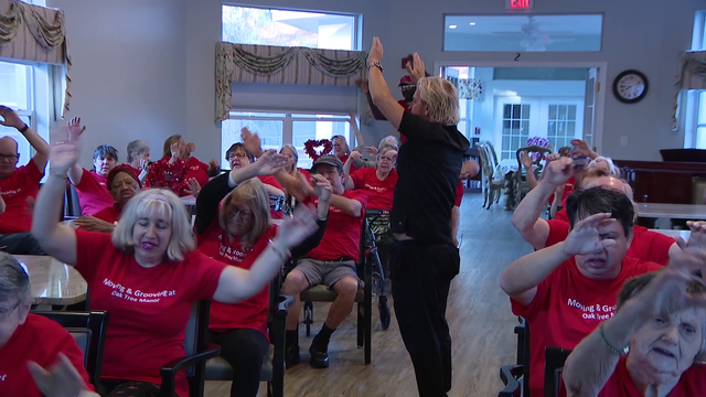 Morning chair-based exercises helping seniors at Oak Tree Manor