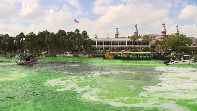 Tampa's River O'Green event turns Hillsborough River bright green as thousands celebrate
