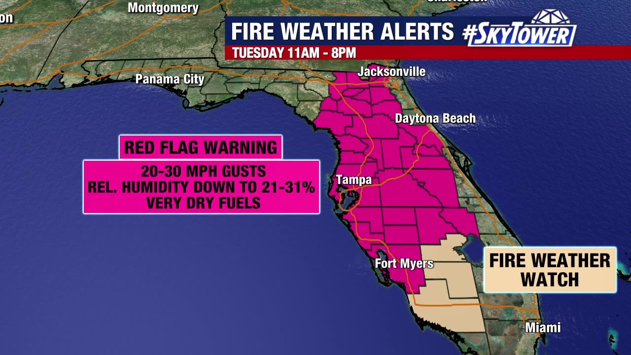 Red Flag Warning in effect, high wildfire risk across Central and Southwest Florida